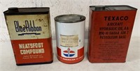 Blue Ribbon , Amoco and Texaco tins