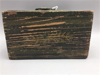 Early hand painted wooden slide box