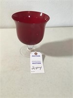 Ruby Red Glass Pedestal Bowl