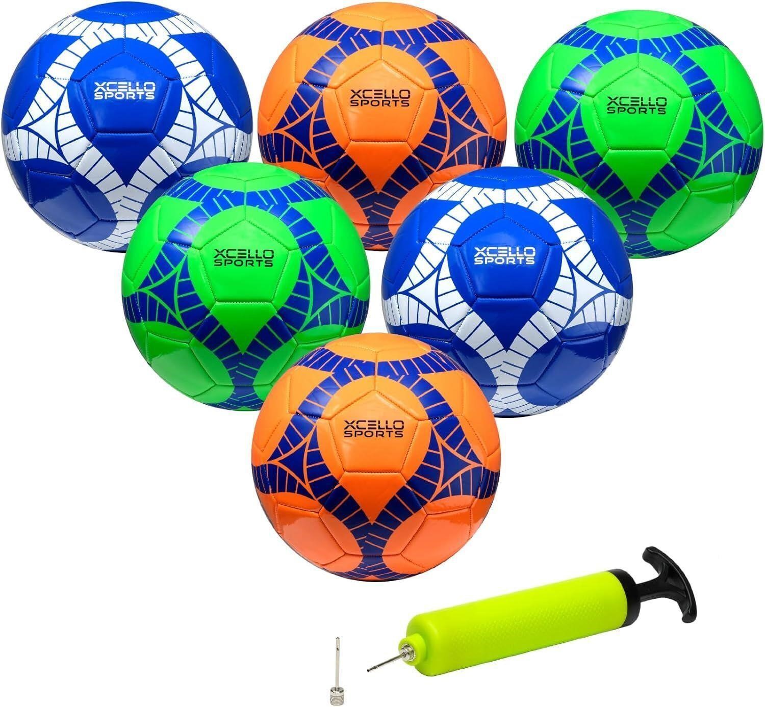 6 PK Soccer Balls w/ Assorted Colors w/ Pump SZ 4