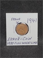 1941 "Error" Lincoln Wheat Penny