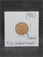 1941 "Error" Lincoln Wheat Penny