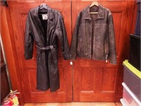 Two men's leather coats: an XL carcoat and