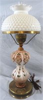 ANTIQUE LAMP WITH MILK GLASS