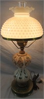 ANTIQUE LAMP WITH MILK GLASS