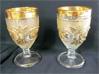 2 pcs Early Pressed Glass Goblet