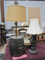 wood barrel table lamp & ship lamp