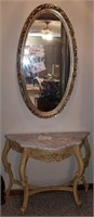 Marble Top Entryway Table & Mirror