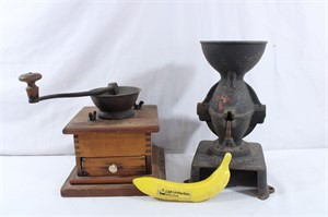 Antique Cast Iron & Wood Coffee Grinders