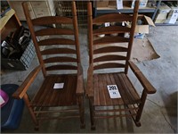 Two Wooden Rocking Chairs