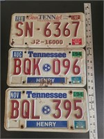 3 Vintage Tennessee license plates