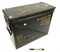 Large metal ammo can: 18 1/2" L x 14" H