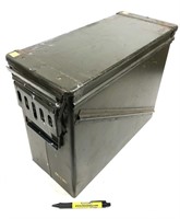 Large metal ammo can: 18 1/2" L x 14" H