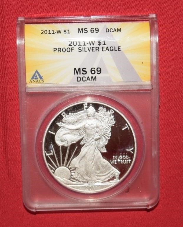 2011-W Silver Eagle  MS69 Proof  DCAM   ANACS
