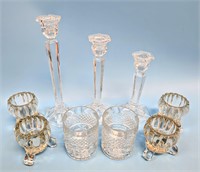 Group of Glass Candle Holders & Glass Cups