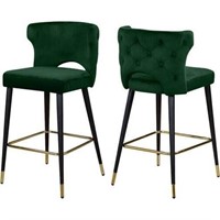 Bar Stool Chairs - Green Velvet LOT X2 Sets 28"