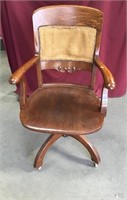 Antique Oak Desk Armchair Patent 1884