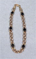 10K Yellow Gold & Sapphire Chain Link Bracelet, 5g