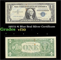 1957A $1 Blue Seal Silver Certificate Grades vf++