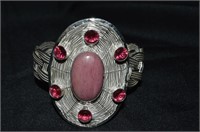 Sterling Cuff Bracelet (Pink Stones)