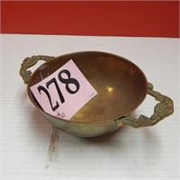 BRASS HANDLED BOWL 9 IN