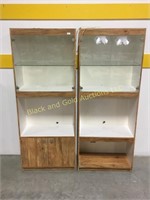 2 - 76" tall wooden cabinet shelf with glass shelf