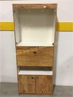 76" tall wooden cabinet shelf with doors
