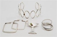 (N) Sterling Silver Cuff Bracelet, Ring (size 9),