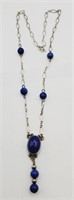 (N) Lapis Sterling Silver Necklace  (16" long)