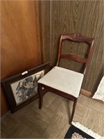 Vintage rosewood chair and framed print