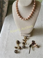 estate jewelry lot sterling & faux pearls earring+