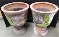 (2) Terracotta 14"x22" Footed Planter