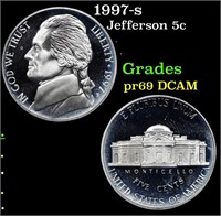 Proof 1997-s Jefferson Nickel 5c Grades GEM++ Proo