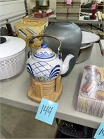 tea kettle and coasters