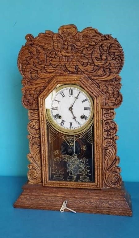 Vintage Brighton oak Mantle kitchen clock