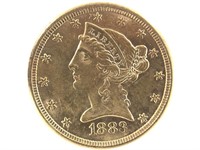 1883 $5 Gold Half Eagle