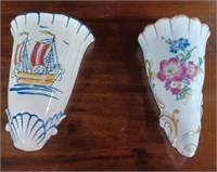 2 Wall Pocket Vases Ship and Floral