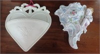 2 Wall Pocket Vases Cupid and Heart