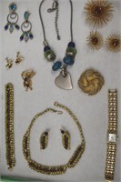 Vintage Sputnik Brooch, Earrings, Rhinestone Set