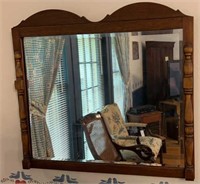 Antique Wooden Wall Mirror W/ Carved Edges