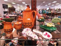 Art pottery including coffee pot with matching