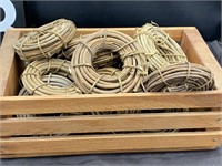 11 Small Rolls Of Grapevine In Wooden Box