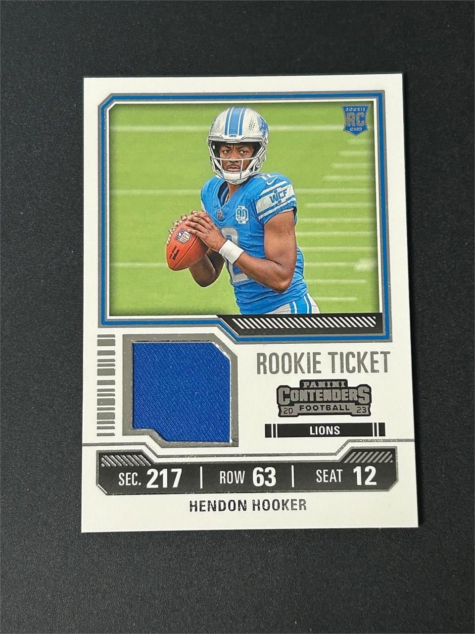 2023 Contenders Hendon Hooker Rookie Jersey Card