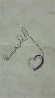 HEART SHAPED PENDANT & CHAIN, STAMPED .925 SILVER