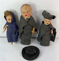 VINTAGE RUBBER DOLLS W/ HOME MADE CLOTHING