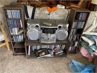 JVC Stereo w/ 3 Cabinets of CD's