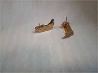 Gold cowboy boot earings