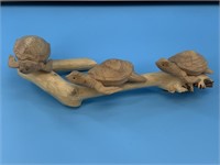 3 Carved wood turtles, overall length is 13", each