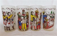 Four 1960's Federal Glass frosted holiday tumblers