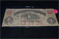 1862 $1 VA Treasury Note, Richmond, VA